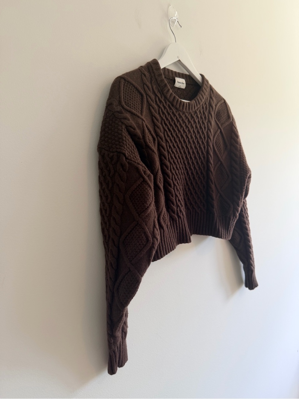 Aritzia Sunday Best cropped knit sweater- brown - Picture 3 of 6